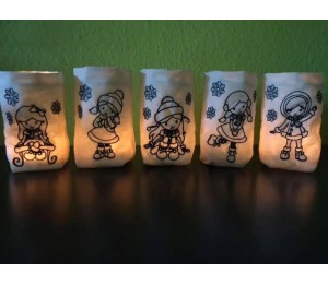 ITH Stickdatei - Lichtbeutel Wintergirls